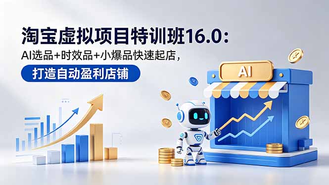 淘宝虚拟项目特训班16.0：AI选品+时效品+小爆品快速起店，打造自动盈利店铺-米壳知道—知识分享平台