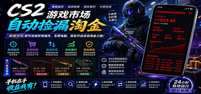 CSGO挂机捡漏项目通过利用游戏饰品交易机制,结合薄凉软件辅助捡漏,实现盈利-米壳知道—知识分享平台