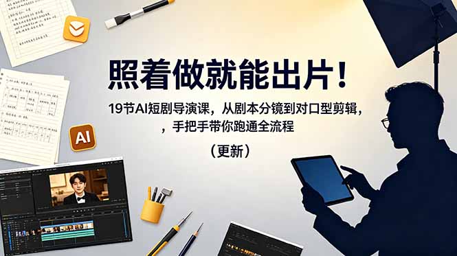 照着做就能出片！19节AI短剧导演课，从剧本分镜到对口型剪辑，手把手带你跑通全流程(更新-米壳知道—知识分享平台