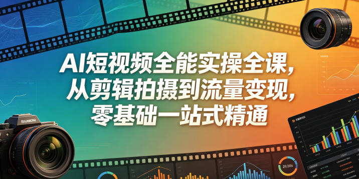 AI短视频全能实操全课，从剪辑拍摄到流量变现，零基础一站式精通-米壳知道—知识分享平台