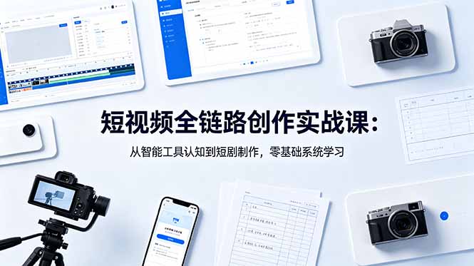 短视频全链路创作实战课：从智能工具认知到短剧制作，零基础系统学习-米壳知道—知识分享平台