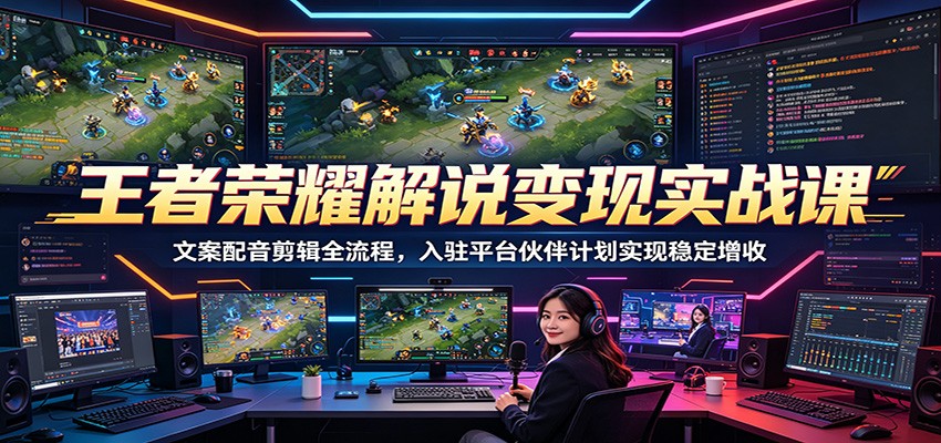 王者荣耀解说变现实战课：文案配音剪辑全流程，入驻平台伙伴计划实现稳定增收-米壳知道—知识分享平台