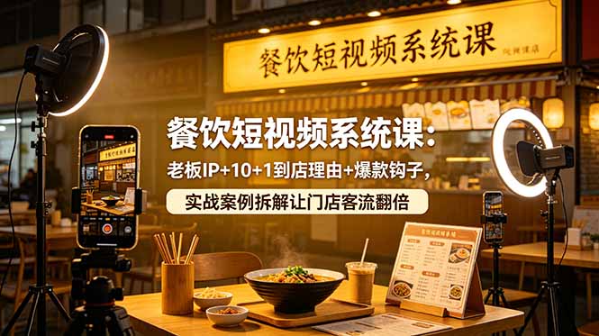 餐饮短视频系统课：老板IP+10+1到店理由+爆款钩子，实战案例拆解让门店客流翻倍-米壳知道—知识分享平台