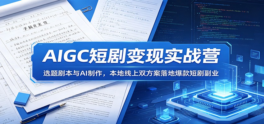 AIGC短剧变现实战营：选题剧本与AI制作，本地线上双方案落地爆款短剧副业-米壳知道—知识分享平台