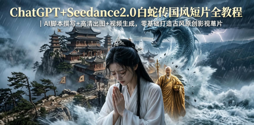 ChatGPT+Seedance2.0白蛇传国风短片全教程｜AI脚本撰写+高清出图+视频生成，零基础打造古风原创影视短片-米壳知道—知识分享平台