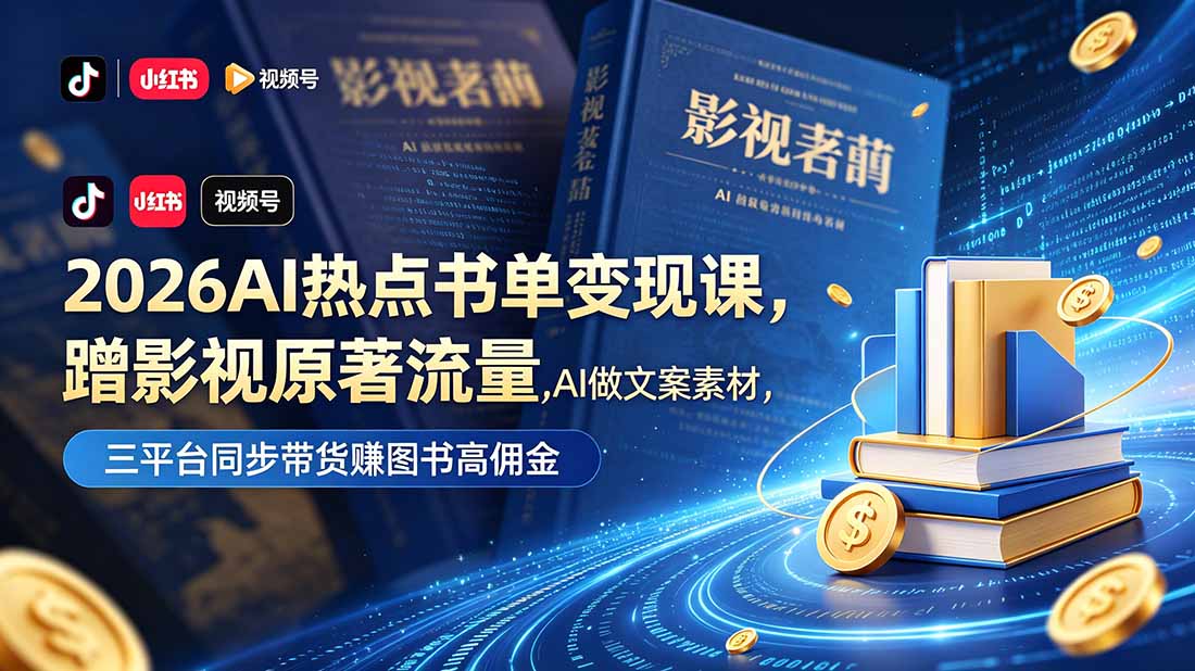 2026AI热点书单变现课,蹭影视原著流量,AI做文案素材,三平台同步带货赚图书高佣金-米壳知道—知识分享平台