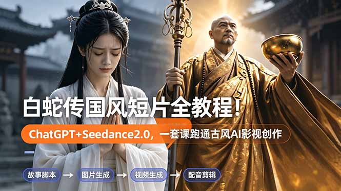 白蛇传-国风短片全教程！ChatGPT+Seedance2.0，一套课跑通古风AI影视创作-米壳知道—知识分享平台