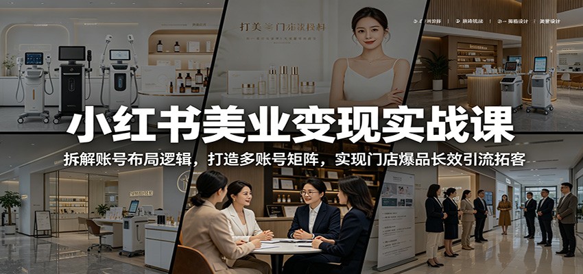 小红书美业变现实战课：拆解账号布局逻辑，打造多账号矩阵，实现门店爆品长效引流拓客-米壳知道—知识分享平台