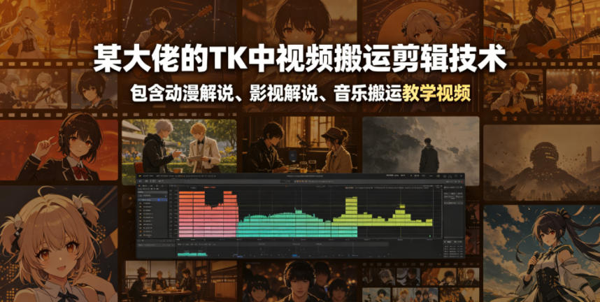 某大佬的TK中视频搬运剪辑技术，包含动漫解说、影视解说、音乐搬运教学视频-米壳知道—知识分享平台