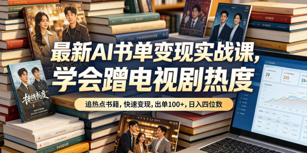 最新AI书单变现实战课，学会蹭电视剧热度，追热点书籍，快速变现，出单100+，日入四位数-米壳知道—知识分享平台