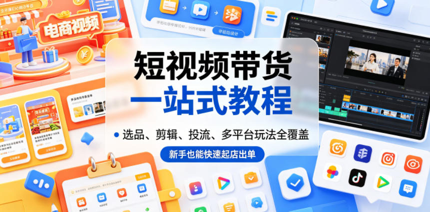 短视频带货一站式教程，选品、剪辑、投流、多平台玩法全覆盖，新手也能快速起店出单-米壳知道—知识分享平台