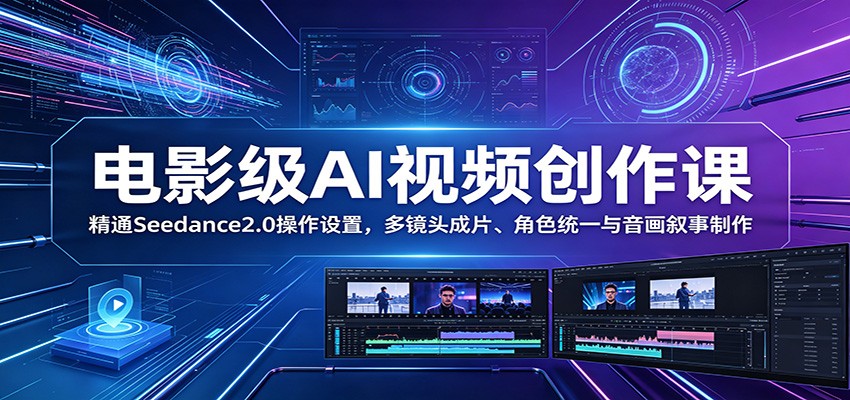 电影级AI视频创作课：精通Seedance2.0操作设置，多镜头成片、角色统一与音画叙事制作-米壳知道—知识分享平台