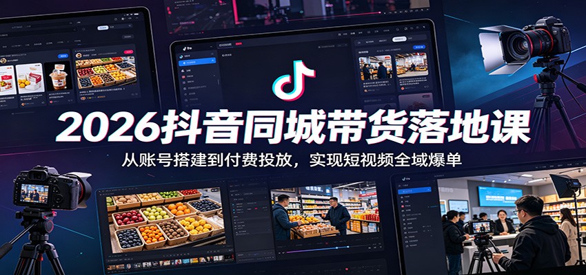 2026抖音同城带货落地课：从账号搭建到付费投放，实现短视频全域爆单-米壳知道—知识分享平台