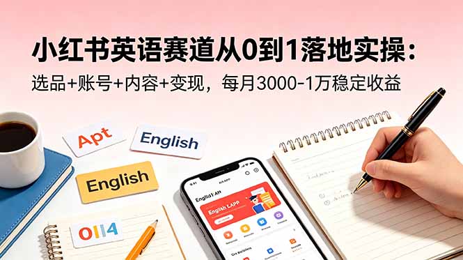 小红书英语赛道从0到1落地实操：选品+账号+内容+变现，每月3000-1万稳定收益-米壳知道—知识分享平台