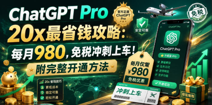 ChatGPT Pro 20x最省钱攻略:每月980,免税冲刺上车!附完整开通方法【文档】-米壳知道—知识分享平台