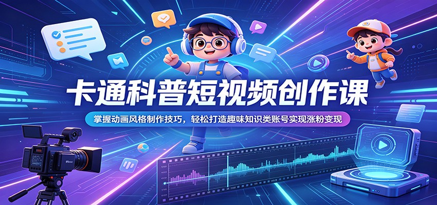 卡通科普短视频创作课：掌握动画风格制作技巧，轻松打造趣味知识类账号实现涨粉变现-米壳知道—知识分享平台