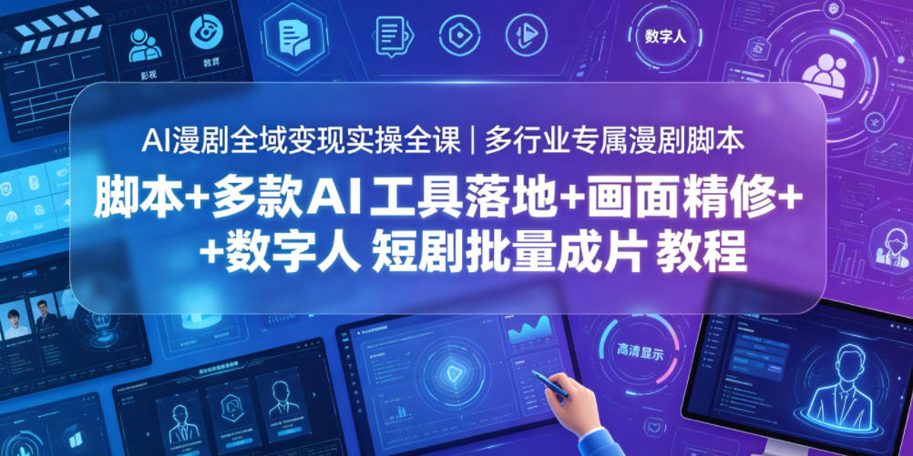 AI漫剧全域变现实操全课|多行业专属漫剧脚本+多款AI工具落地+画面精修+数字人短剧批量成片全教程-米壳知道—知识分享平台