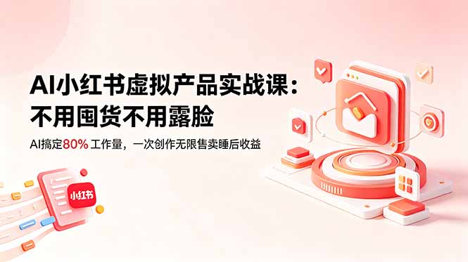 AI小红书虚拟产品实战课-更新：不用囤货不用露脸，AI搞定80%工作量，一次创作无限售卖睡后收益-米壳知道—知识分享平台