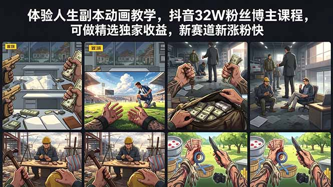 体验人生副本动画教学， 抖音32W粉丝博主课程，可做精选独家收益，新赛道新涨粉快-米壳知道—知识分享平台