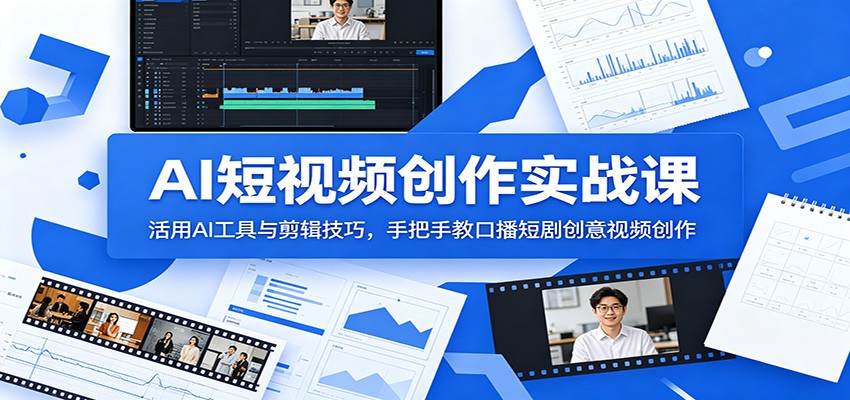 AI短视频创作实战课:活用AI工具与剪辑技巧,手把手教口播短剧创意视频创作-米壳知道—知识分享平台