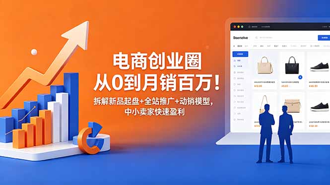 电商创业圈从0到月销百万！拆解新品起盘+全站推广+动销模型，中小卖家快速盈利-米壳知道—知识分享平台