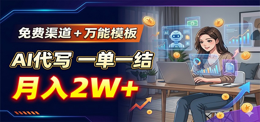 免费渠道+万能模板，AI代写一单一结，月入2W+-米壳知道—知识分享平台