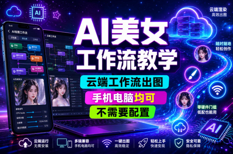 AI美女工作流教学，云端工作流出图，手机电脑均可，不需要配置，快速起号涨粉-米壳知道—知识分享平台