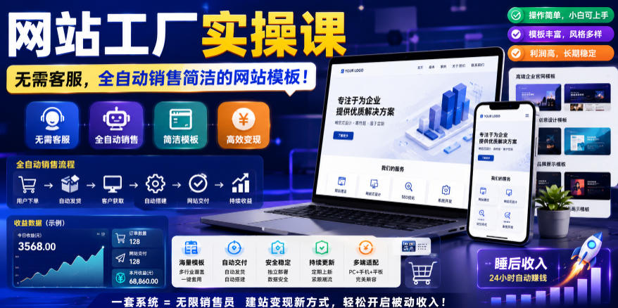 网站工厂实操课，无需客服，网站模板自动赚钱！【原创双语字幕】-米壳知道—知识分享平台