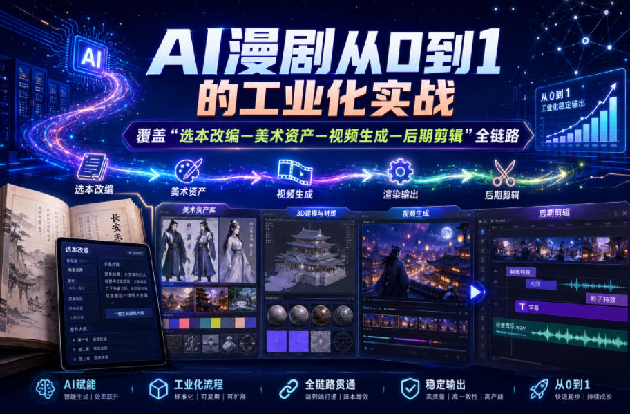 AI漫剧从0到1的工业化实战，覆盖“选本改编—美术资产—视频生成—后期剪辑”全链路(更新6月)-米壳知道—知识分享平台
