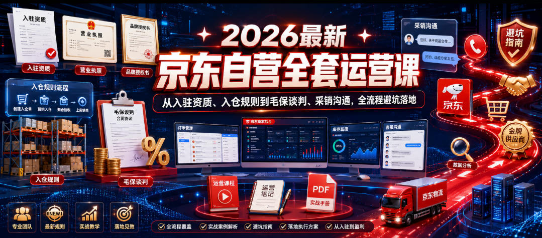 2026最新京东自营全套运营课，从入驻资质、入仓规则到毛保谈判、采销沟通，全流程避坑落地-米壳知道—知识分享平台
