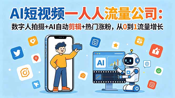 AI短视频一人流量公司：数字人拍摄+AI自动剪辑+热门涨粉，从0到1流量增长-米壳知道—知识分享平台