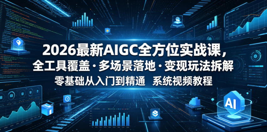 2026最新AIGC全方位实战课，全工具覆盖・多场景落地・变现玩法拆解，零基础从入门到精通系统视频教程-米壳知道—知识分享平台