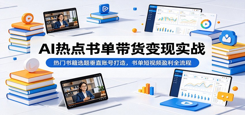 AI热点书单带货变现实战：热门书籍选题垂直账号打造，书单短视频盈利全流程-米壳知道—知识分享平台