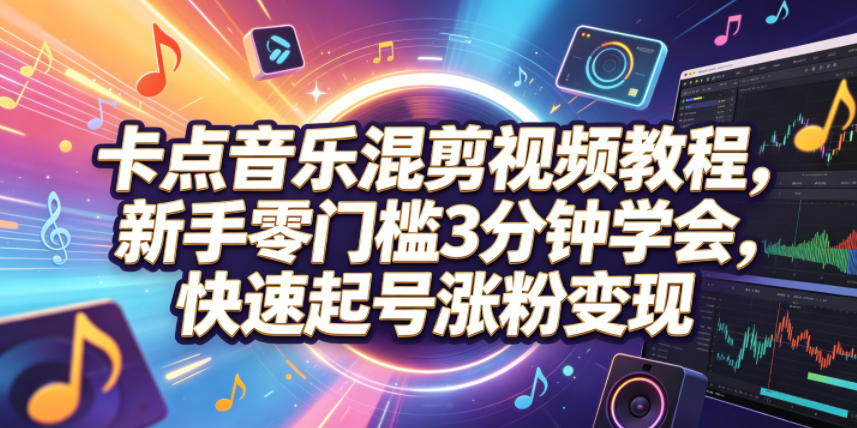 卡点音乐混剪视频教程，新手零门槛3分钟学会，快速起号涨粉变现-米壳知道—知识分享平台