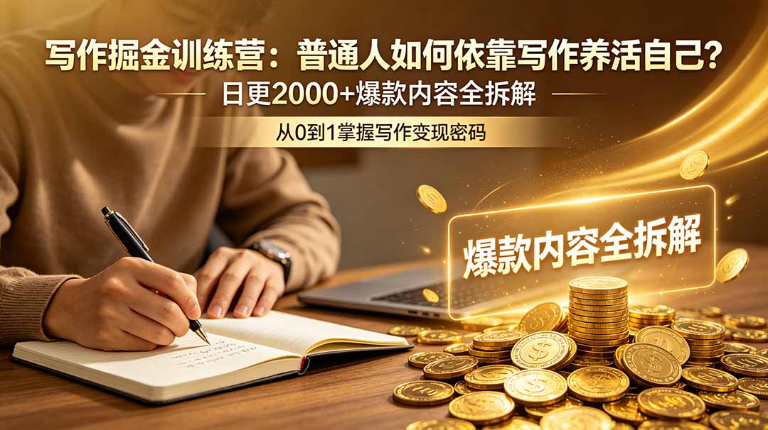 写作掘金训练营：普通人如何依靠写作养活自己？日更2000+爆款内容全拆解-米壳知道—知识分享平台