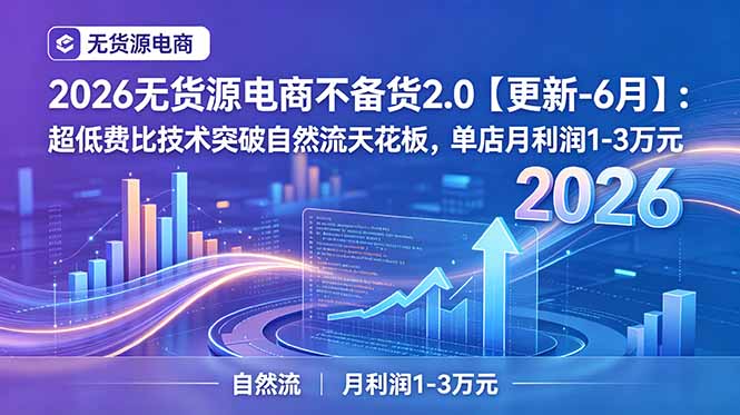 2026无货源电商不备货2.0【更新-6月】：超低费比技术突破自然流天花板，单店月利润1-3万元-米壳知道—知识分享平台