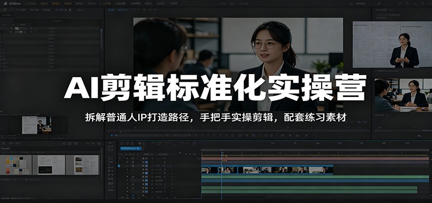 AI剪辑标准化实操营：拆解普通人IP打造路径，手把手实操剪辑，配套练习素材-米壳知道—知识分享平台