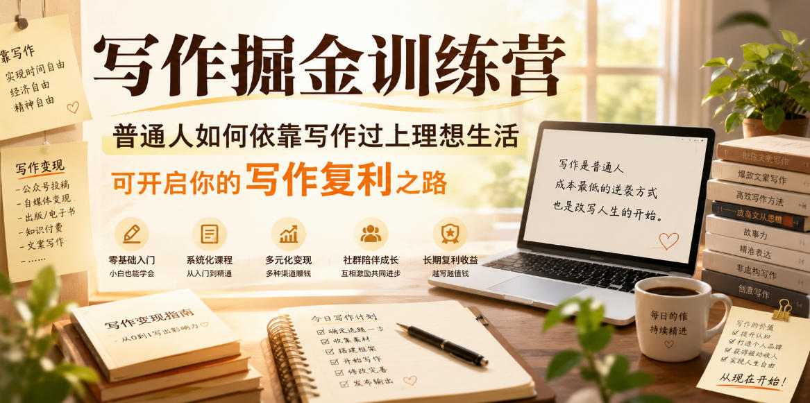 写作掘金训练营，普通人如何依靠写作过上理想生活，可开启你的写作复利之路(更新6月)-米壳知道—知识分享平台