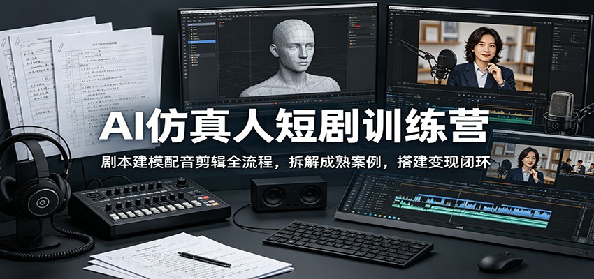 AI仿真人短剧训练营：剧本建模配音剪辑全流程，拆解成熟案例，搭建变现闭环-米壳知道—知识分享平台