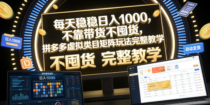 每天稳稳日入1000，不靠带货不囤货，拼多多虚拟类目矩阵玩法完整教学【揭秘】-米壳知道—知识分享平台