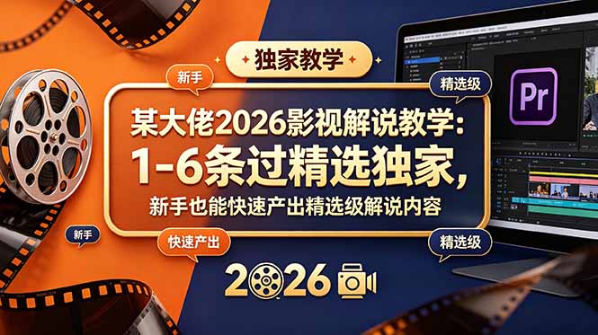 某大佬2026影视解说教学：1-6条过精选独家，新手也能快速产出精选级解说内容-米壳知道—知识分享平台