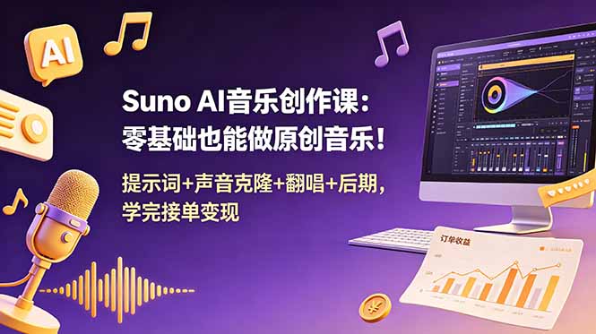 Suno AI音乐创作课：零基础也能做原创音乐！提示词+声音克隆+翻唱+后期，学完接单变现-米壳知道—知识分享平台