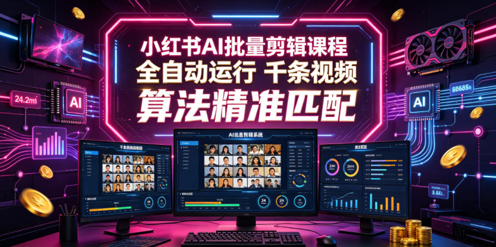 小红书AI批量剪辑课程，24小时全自动运行，解放双手专注运营，千条视频批量处理，小红书算法精准匹配-米壳知道—知识分享平台