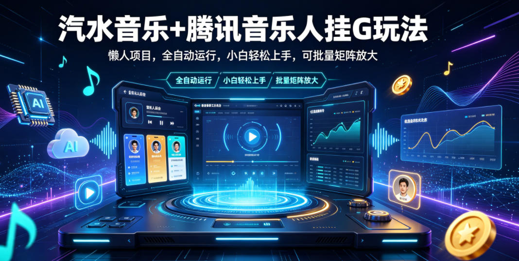 汽水音乐+腾讯音乐人挂G玩法，懒人项目，全自动运行，小白轻松上手，可批量矩阵放大【揭秘】-米壳知道—知识分享平台