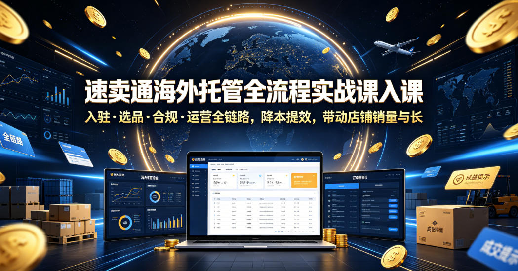 速卖通海外托管全流程实战课入驻・选品・合规・运营全链路，降本提效，带动店铺销量与收益增长-米壳知道—知识分享平台