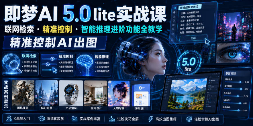 即梦AI 5.0 lite实战课，联网检索・精准控制・智能推理进阶功能全教学，精准控制AI出图-米壳知道—知识分享平台