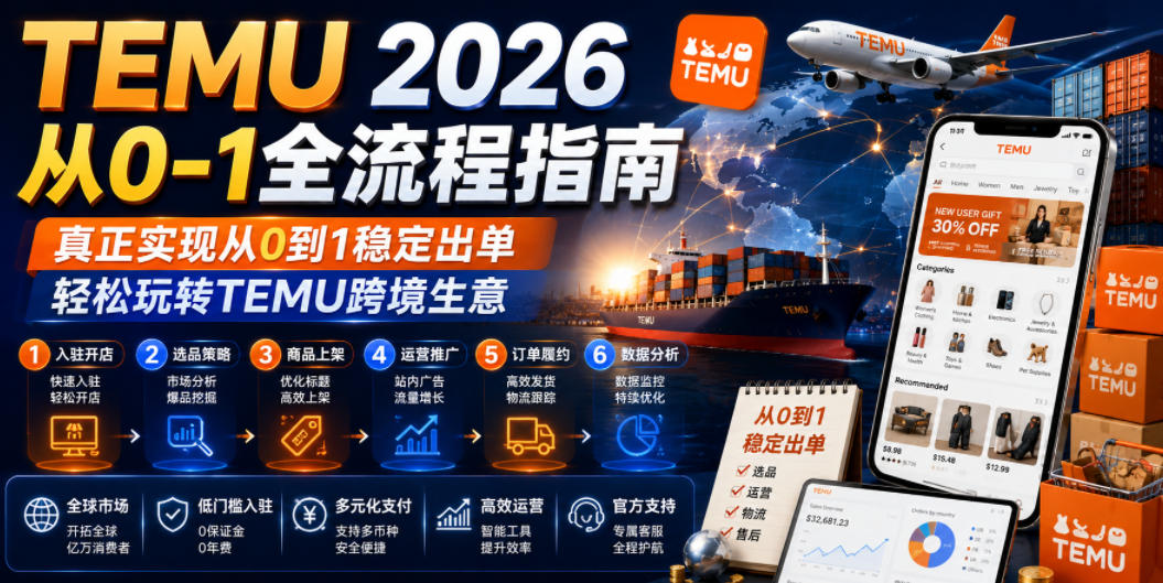 TEMU 2026从0-1全流程指南,真正实现从0到1稳定出单,轻松玩转TEMU跨境生意-米壳知道—知识分享平台