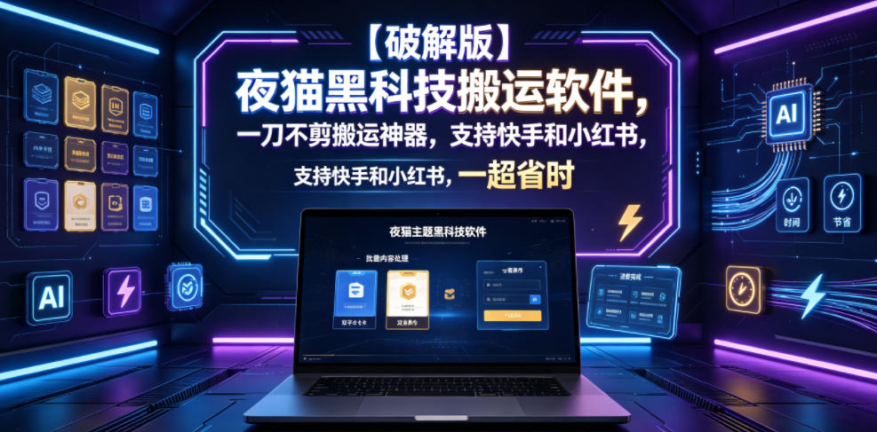 【破解版】夜猫黑科技搬运软件，一刀不剪搬运神器，支持快手和小红书，一键搬运超省时！-米壳知道—知识分享平台