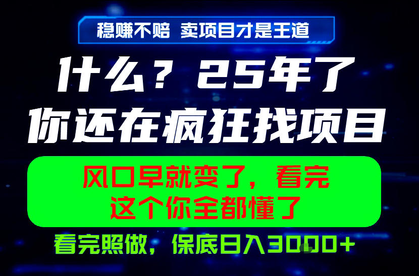 26年，请不要疯狂的找项目做了！卖项目才是真的稳賺不赔，看完照做，保底日入1k+【揭秘】-米壳知道—知识分享平台