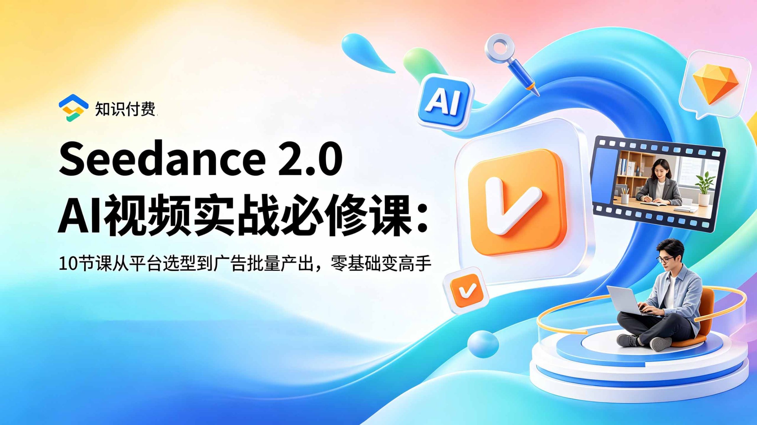 Seedance 2.0 AI视频实战必修课:10节课从平台选型到广告批量产出,零基础变高手-米壳知道—知识分享平台